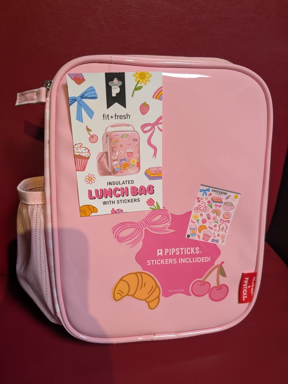 Pink Insulated Kids or Adult Lunch Bag with Stickers